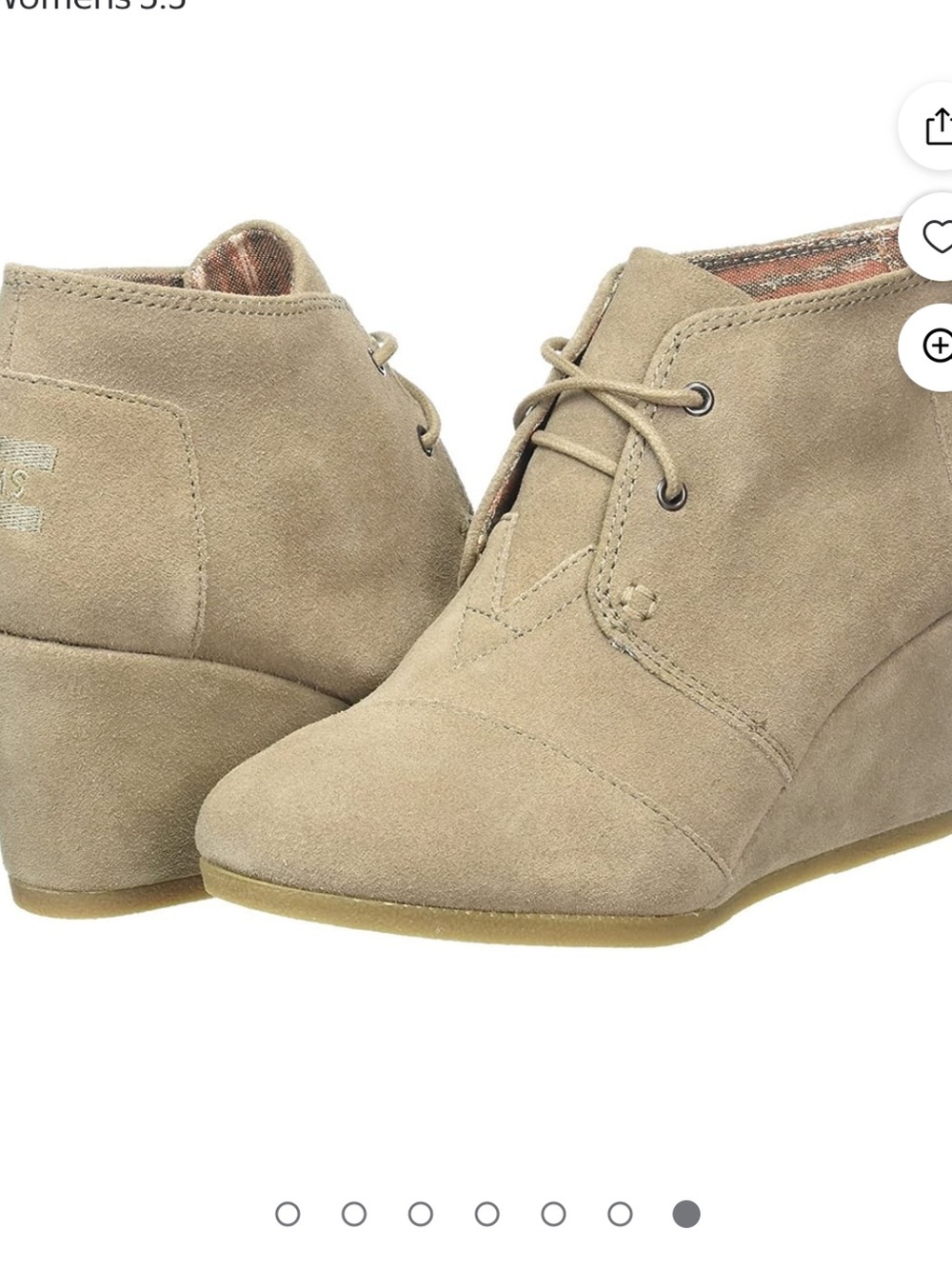 Toms Desert Wedge Taupe‎ Suede Ankle Boots